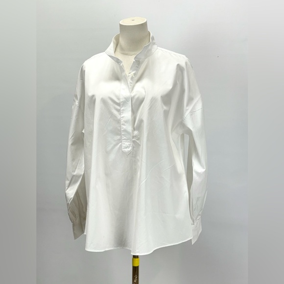 ANN MASHBURN Crisp white balloon sleeve ANAYA Popover Shirt size L - Picture 8 of 15